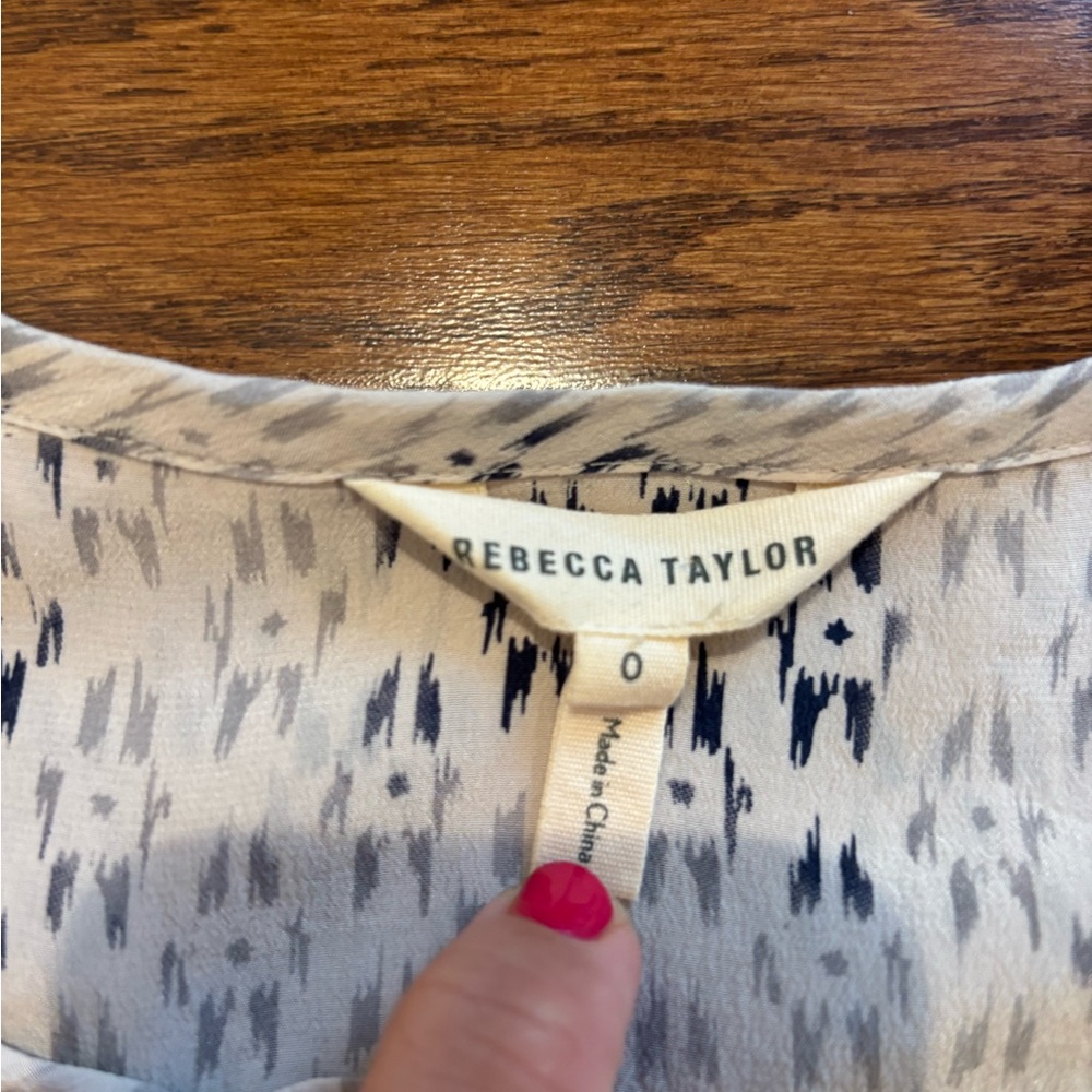 Rebecca Taylor Cream and Black Patterned Long Sleeve Dress - Picture 2 of 2